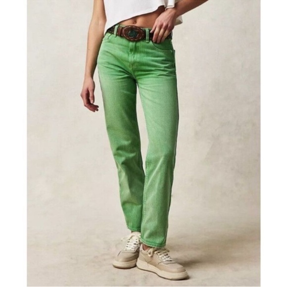 WE THE FREE Green Pacific Straight Leg‎ Jeans Size 28 NWT - Picture 1 of 12